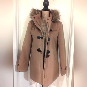 St. John Bay Camel Fleece Peacoat Toggle Button Coat size M